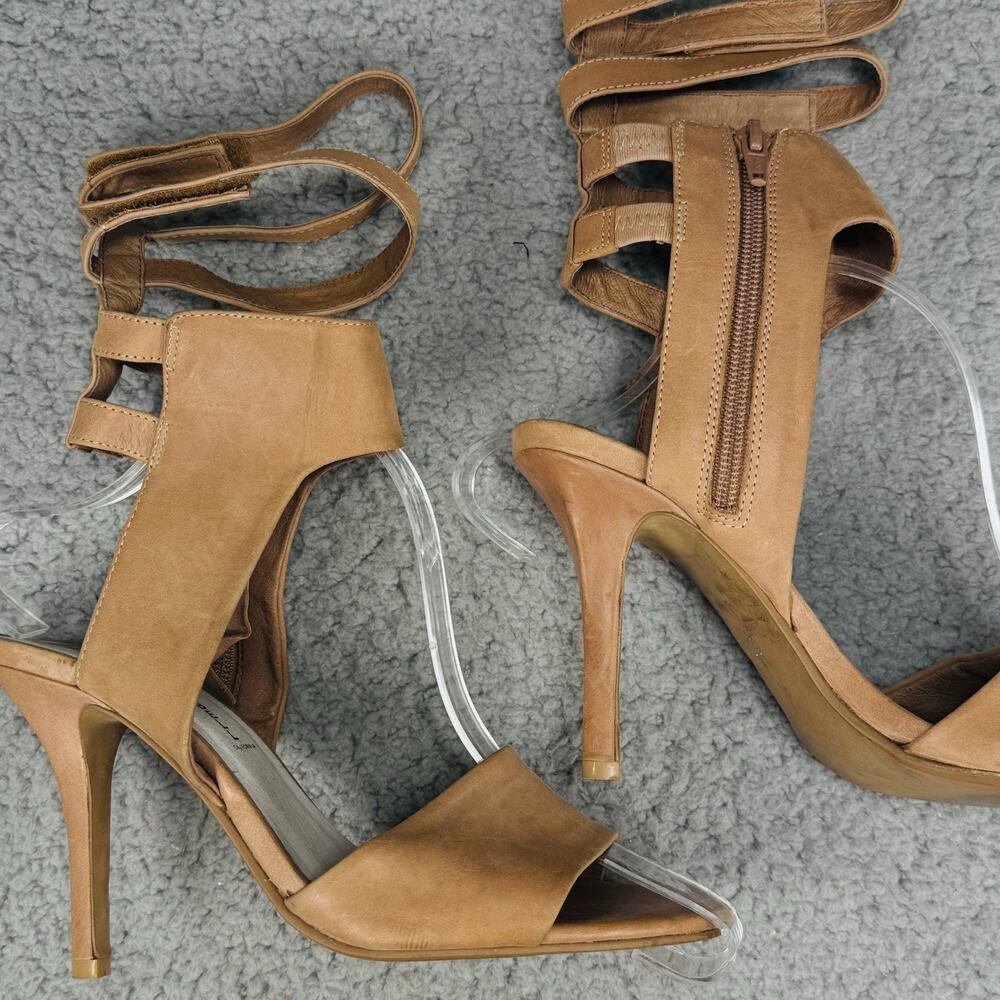 IBIS Campbell Heels Womens 7.5 Tan Strappy Sandals Zip